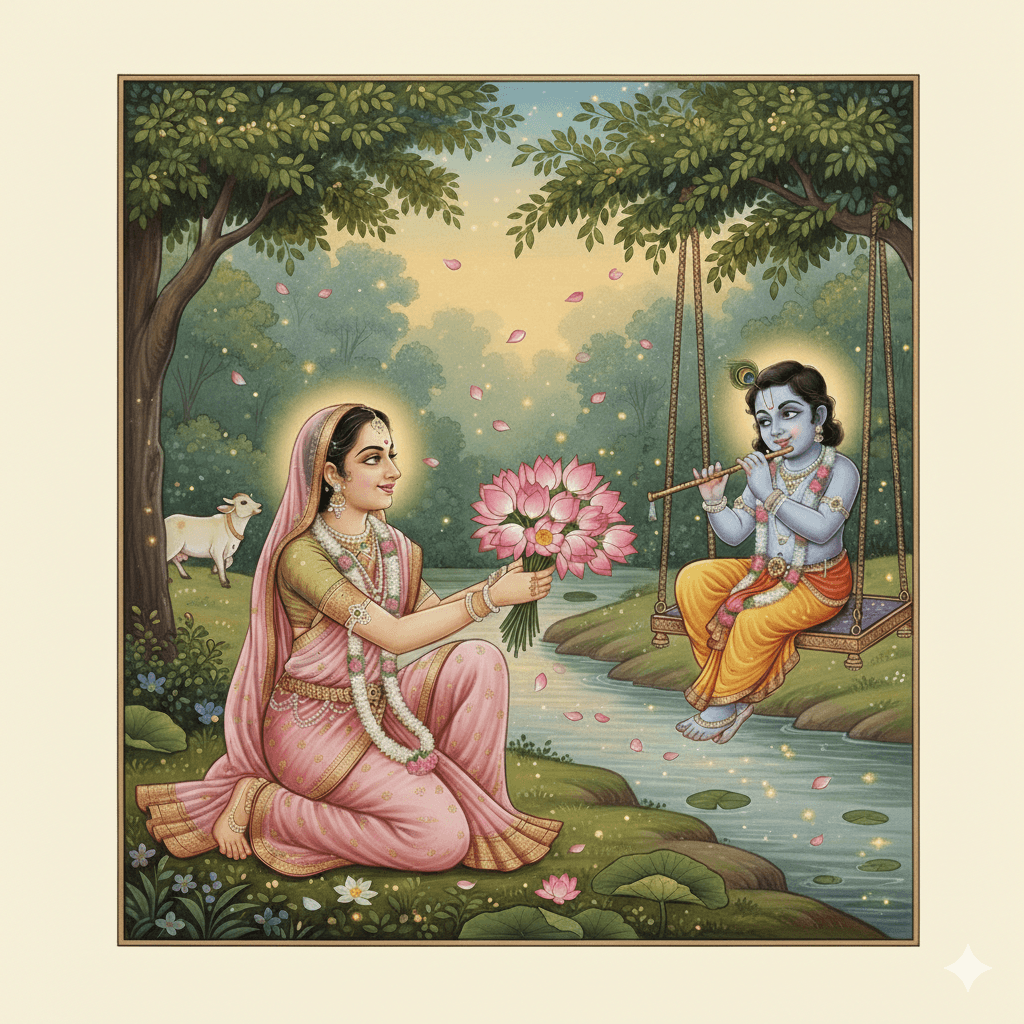 Radha Offering Flowers